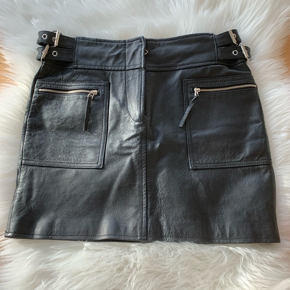 Leather mini skirt